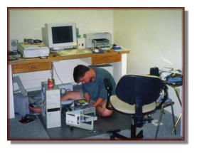 Andy hacking with a computer