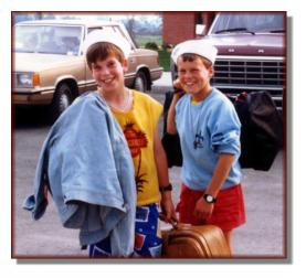 Andy and friend Russell on a school trip